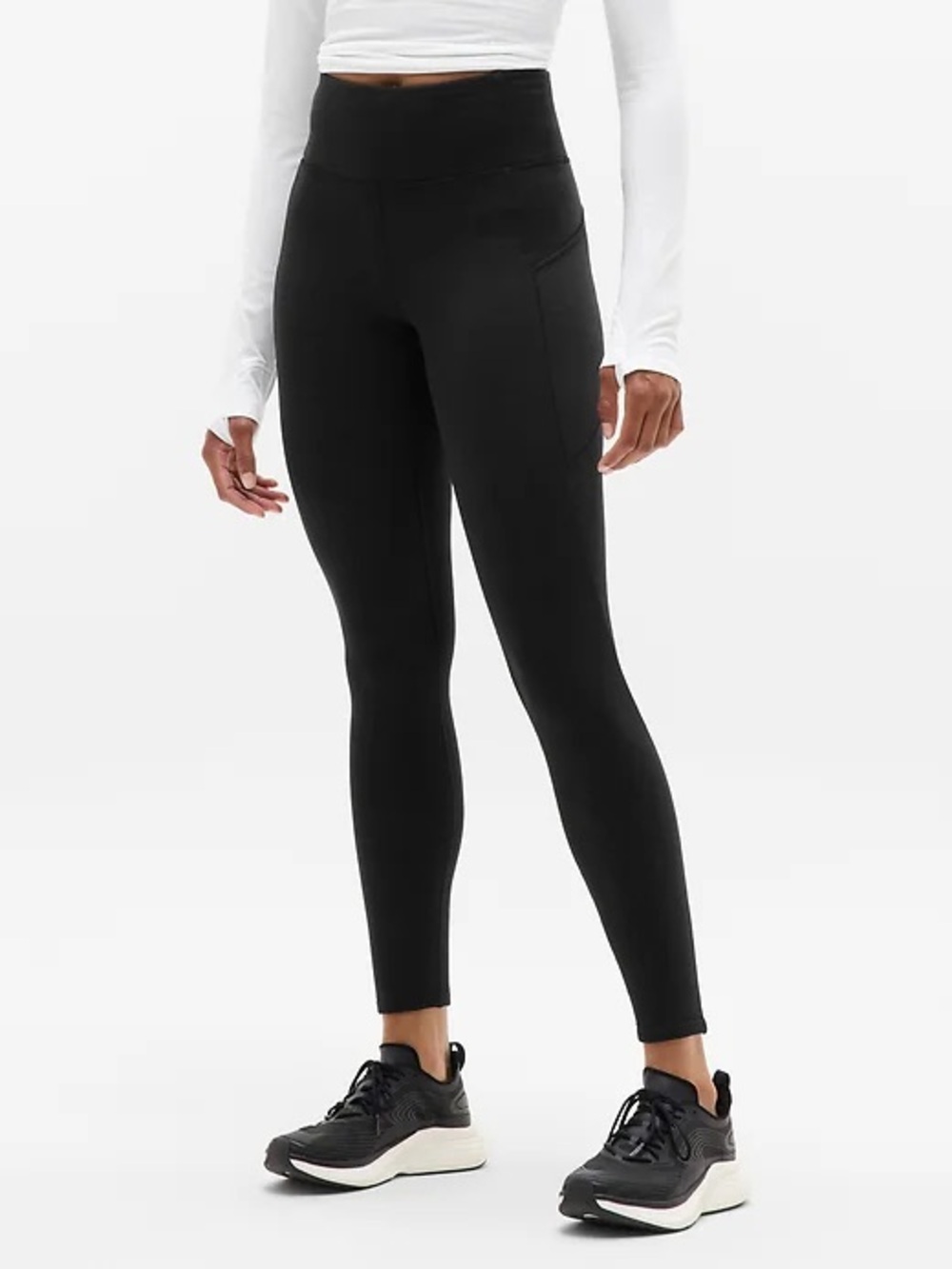 Athleta Altitude Fleece-Lined Stash High Rise Leggings in Black